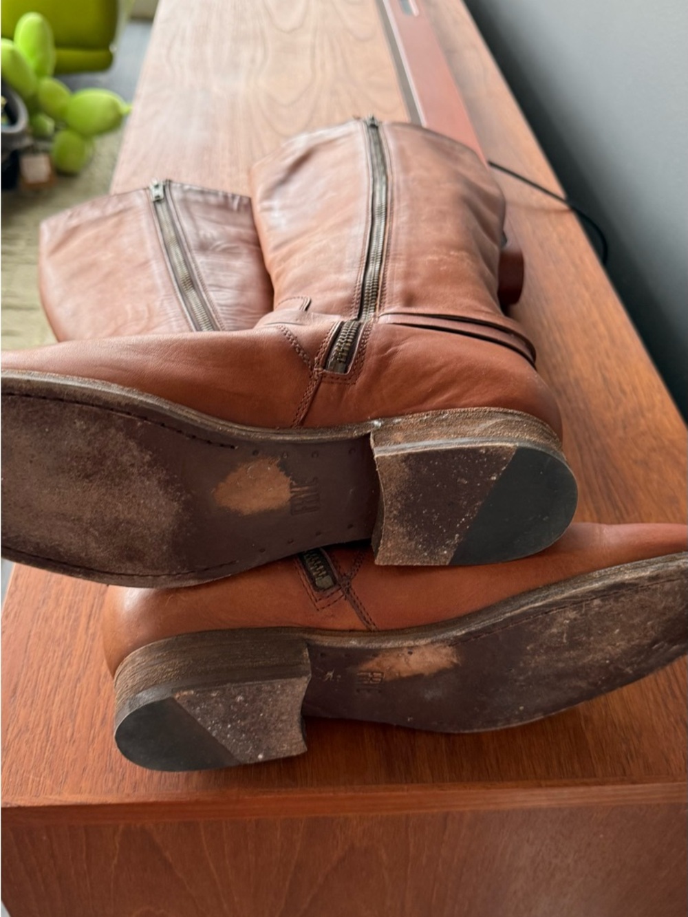 Frye Cognac Leather Tall Boots - Picture 3 of 9